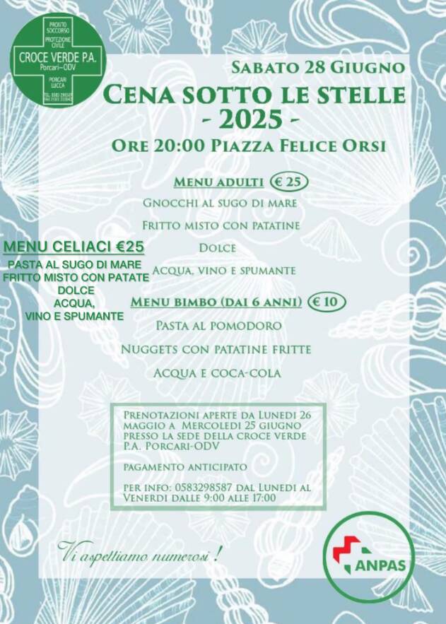 'Cena sotto le stelle', Croce Verde, Fornaciari