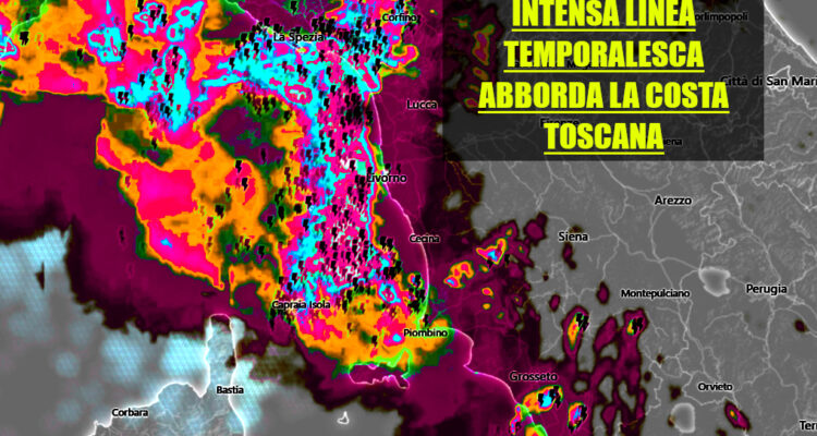 ESTESA LINEA TEMPORALESCA sul litorale di Massa, Lucca, Pisa e Livorno  – PIOGGE INTENSE – la situazione
