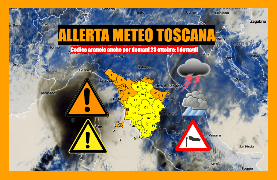 ALLERTA METEO TOSCANA - ulteriore aggiornamento per domani 23 ottobre -il vento forte e le mareggiate si aggiungono a uno scenario già complesso