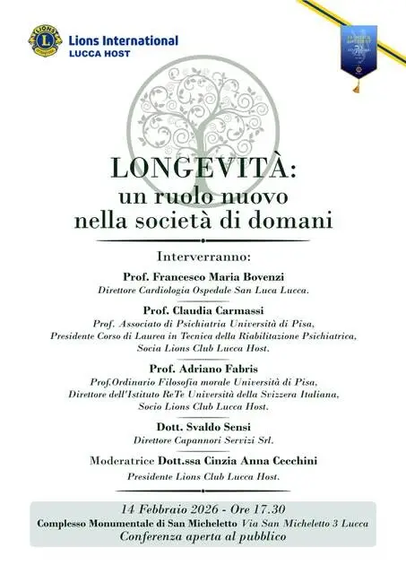‘Longevità: un ruolo nella società di domani’, l’incontro organizzato dal Lions Club Lucca Host 