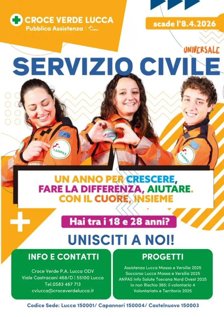 Open day per le opportunità del Servizio Civile Universale con la Croce Verde di Lucca
