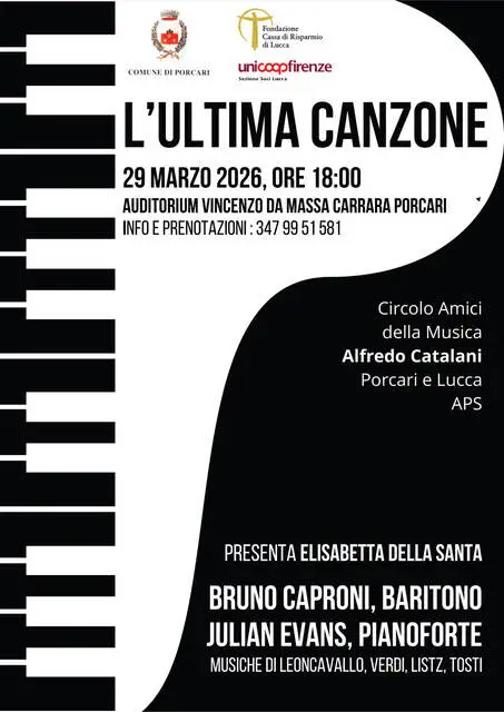 ‘L’Ultima Canzone’: a Porcari un viaggio tra opera, romanze e grande pianismo