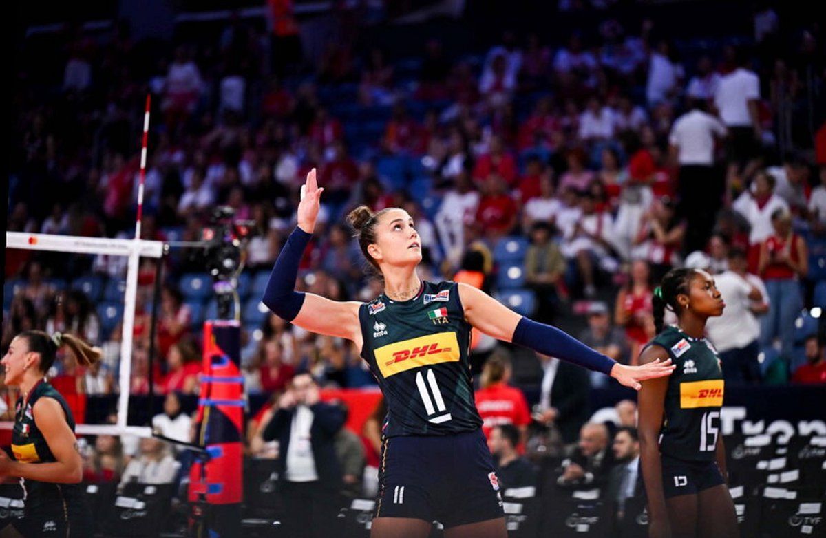 Anna Danesi, capitana Italvolley, in azione agli Europei di volley femminile