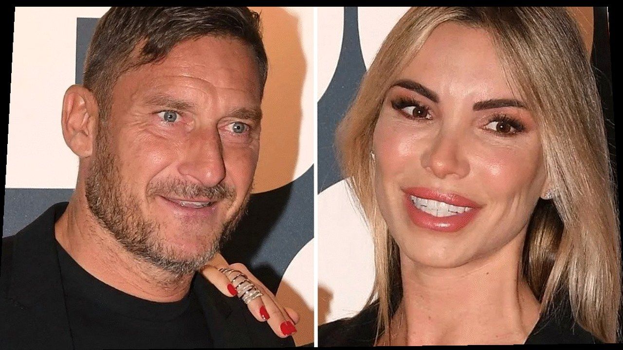 Francesco Totti e Noemi Bocchi: ipotesi nozze a Roma nel 2027; cover Bigodino, warp geometrico (volti invariati)