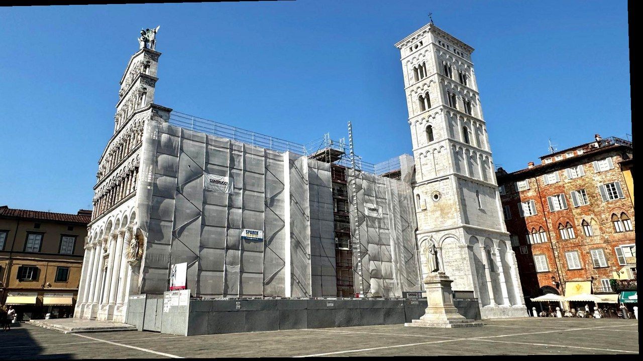 Piazza e chiesa di San Michele a Lucca — stessa scena, nuova angolazione (nessun volto alterato)