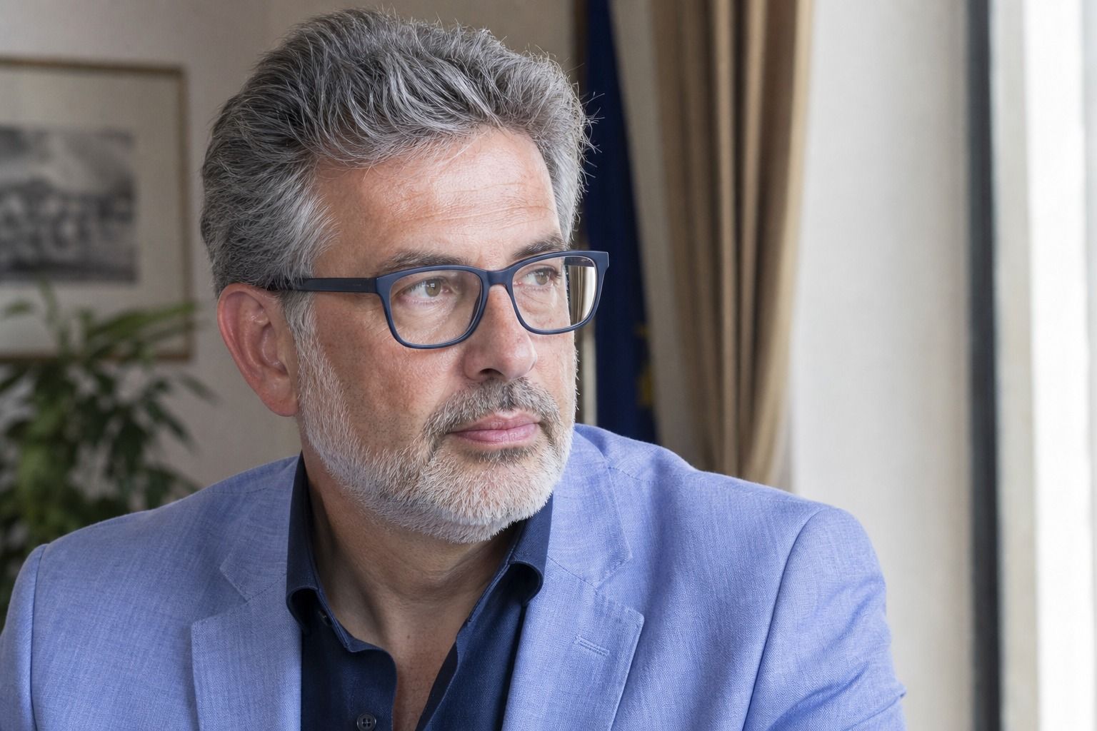 Paolo Rontani, consigliere Capannori Cambia, ritratto in occasione del dibattito sul sondaggio rifiuti e Salanetti