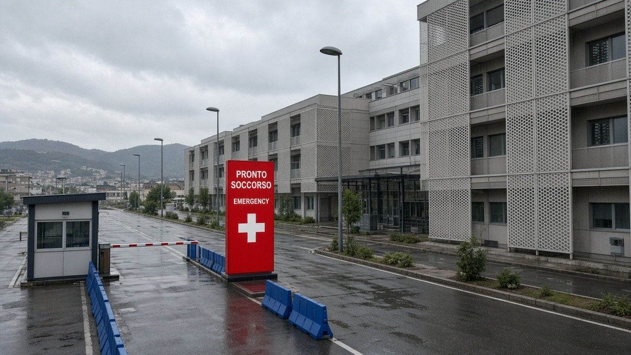 Lucca, ospedale San Luca: cartello Pronto Soccorso e ingresso dell'emergenza