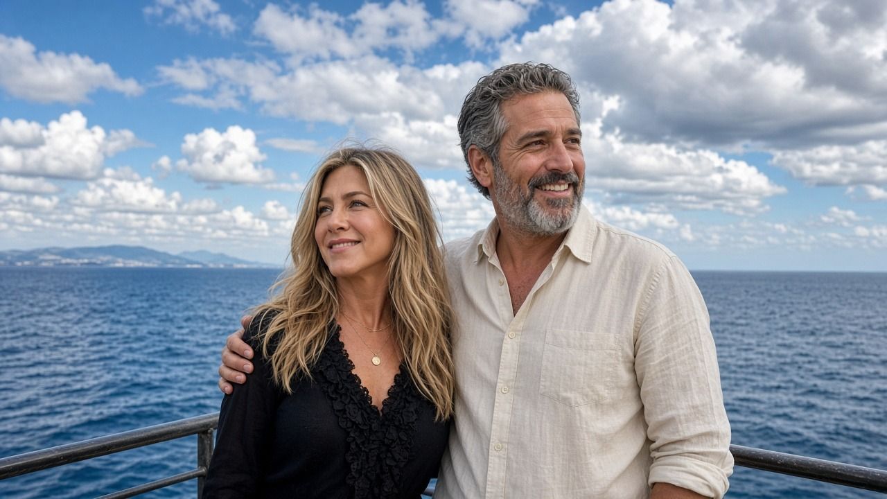 Jennifer Aniston e Jim Curtis — inquadratura ricostruita