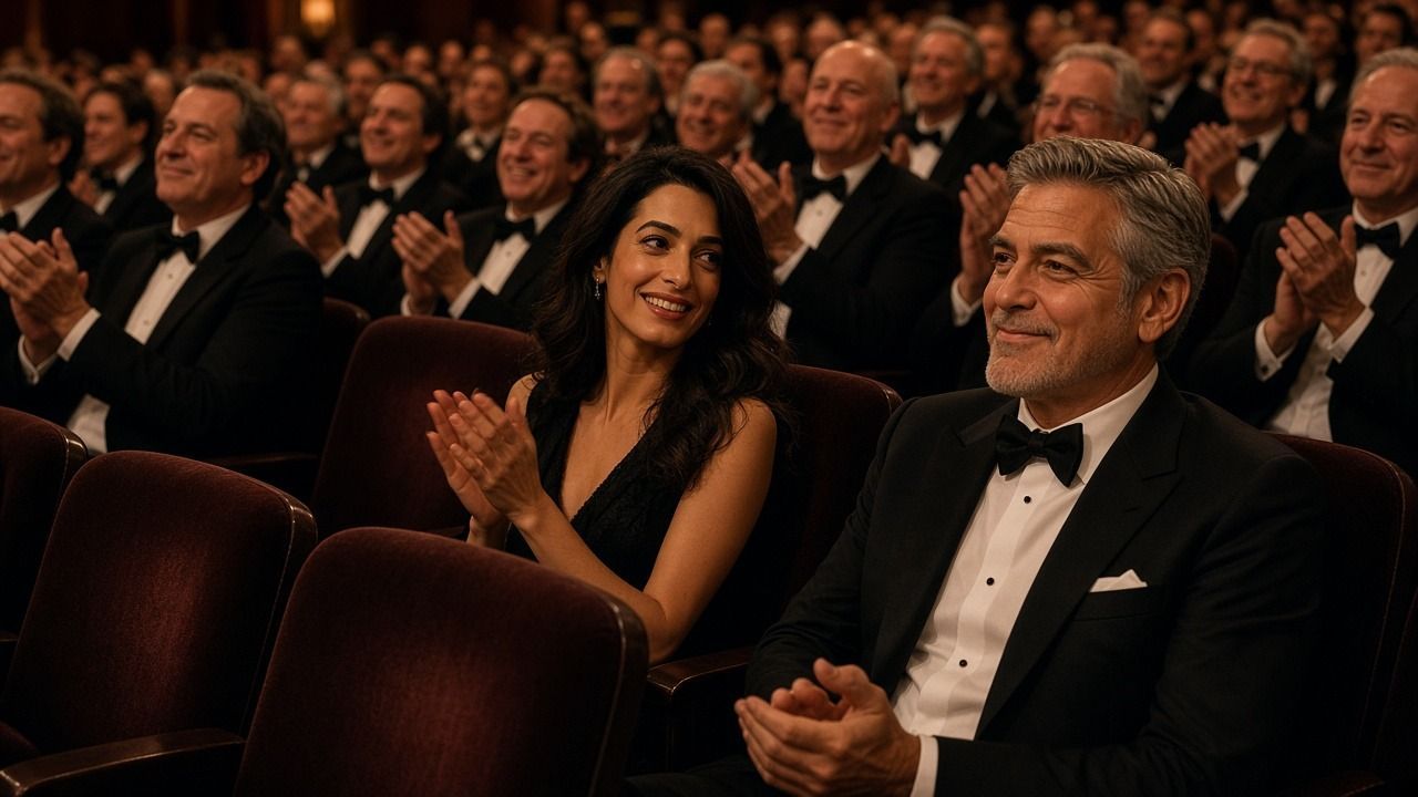 George Clooney e Amal Clooney applaudono in Sala Grande alla Mostra di Venezia