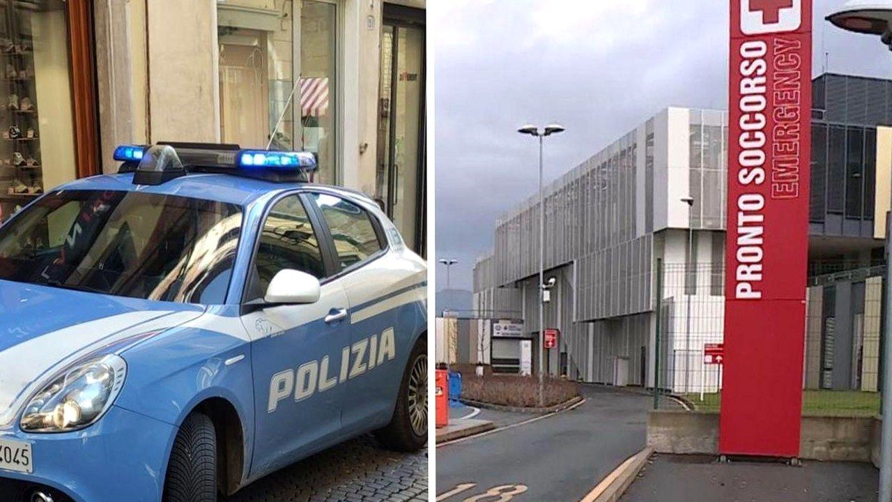 Volante della Polizia e ingresso Pronto Soccorso (archivio, nuova angolazione)