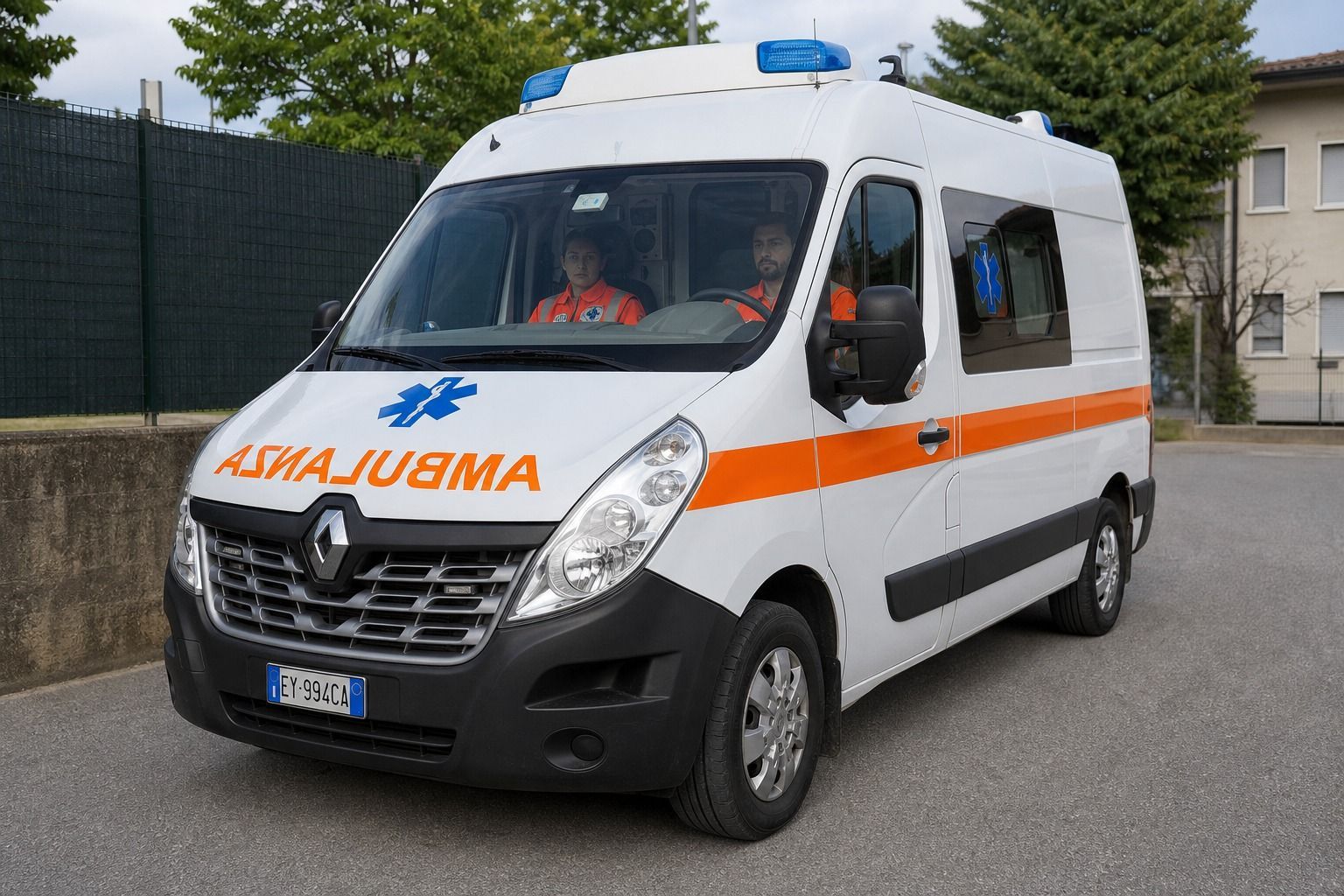 Ambulanza italiana, soccorsi dopo incidente scooter a Cascina