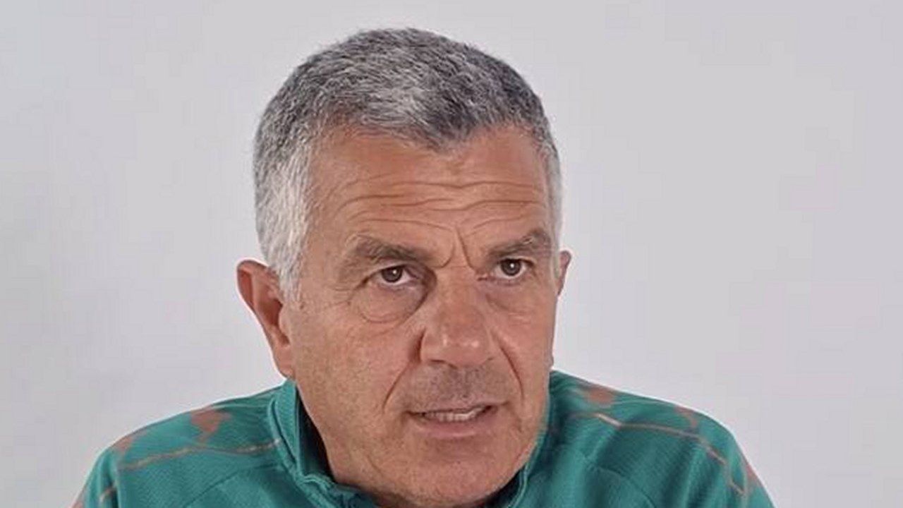 Ivan Maraia, allenatore del Tau Calcio Altopascio, durante la conferenza stampa della vigilia (foto LuccaInDiretta)