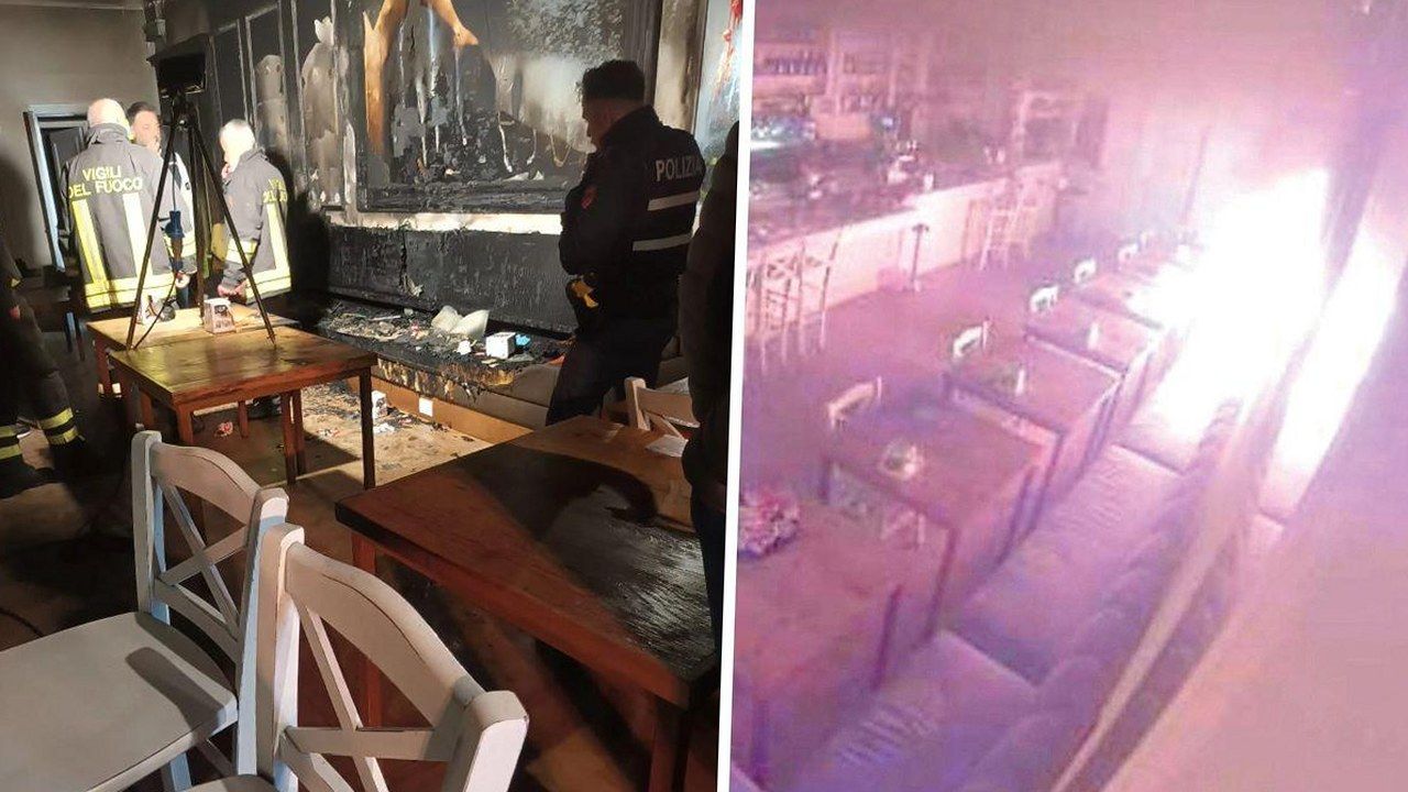 Vigili del fuoco e polizia nel bar Dhea di viale Regina Margherita dopo l'incendio