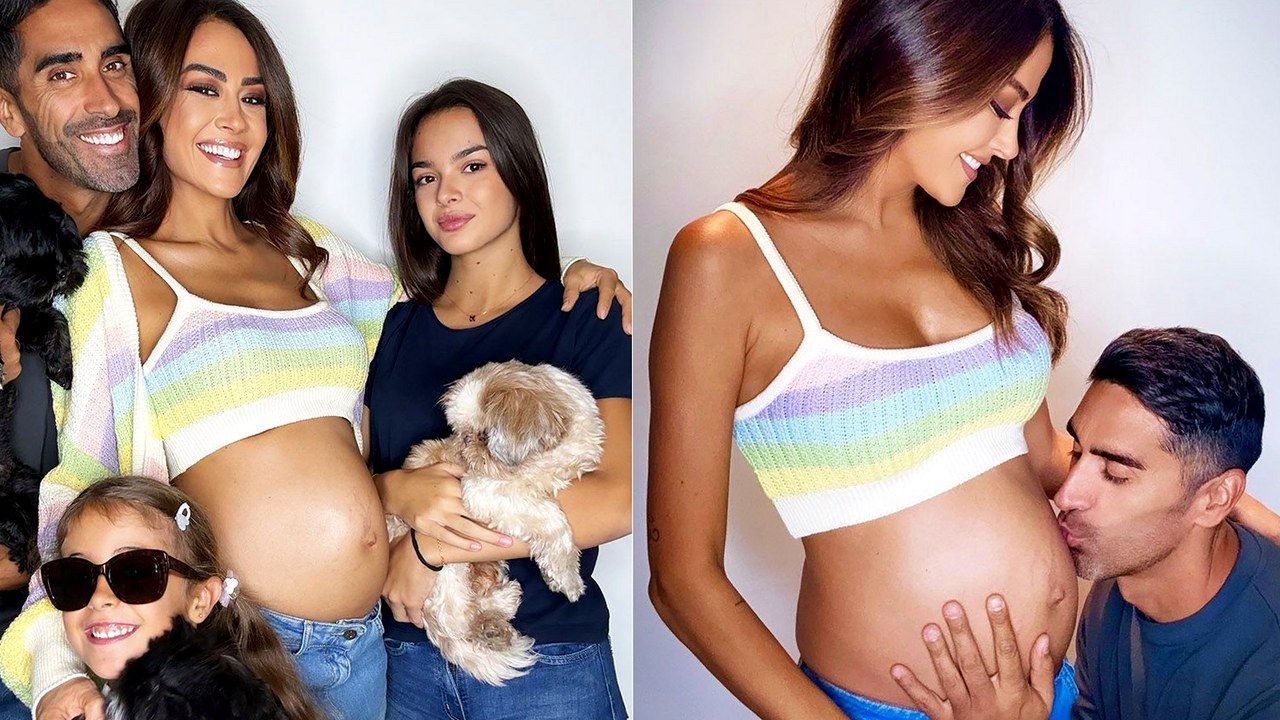 Giorgia Palmas mostra il pancione accanto a Filippo Magnini e alle figlie nelle foto dell'annuncio su Instagram